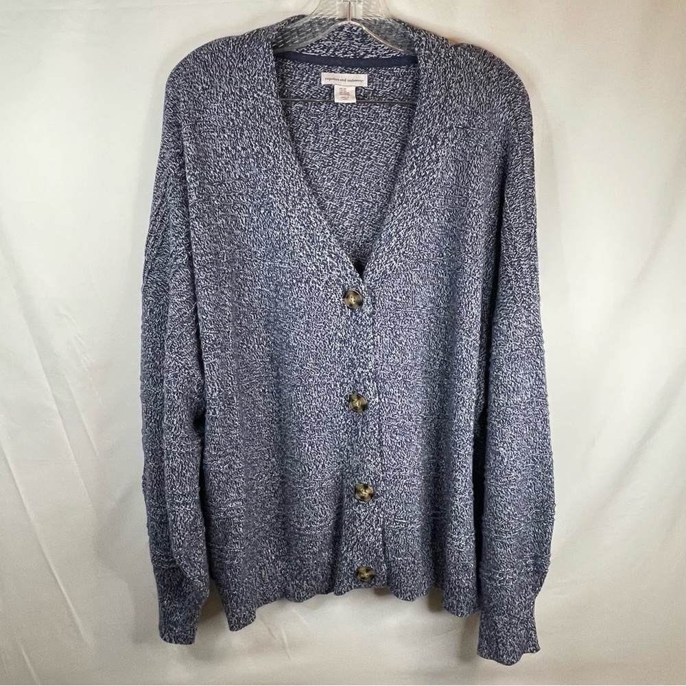 Cupcakes and Cashmere 3X blue button down knitted cardigan